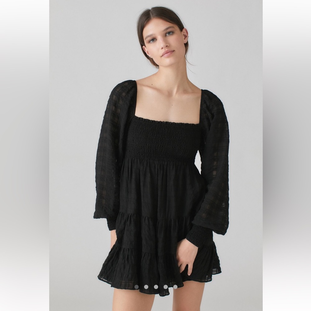 NWT Urban Outfitters River Smocked Long Sleeve Mini Dress